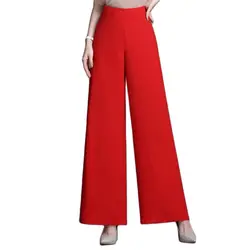 Women's Wide Leg Chiffon Flat Thin Summer Baggy Loose Trousers High Waist White Red Pants Oversize M 6XL Dropshipping