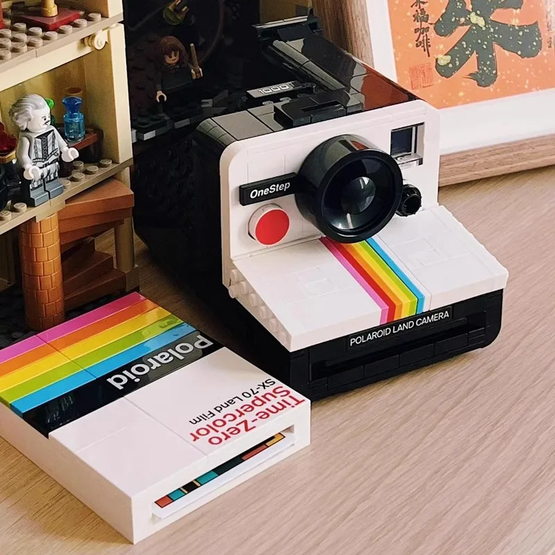 Nowy produkt Polaroid Lai Lai 21345 kamera Retro klocki do budowy zabawek urodzinowych dla chłopców i dziewcząt prezent na walentynki