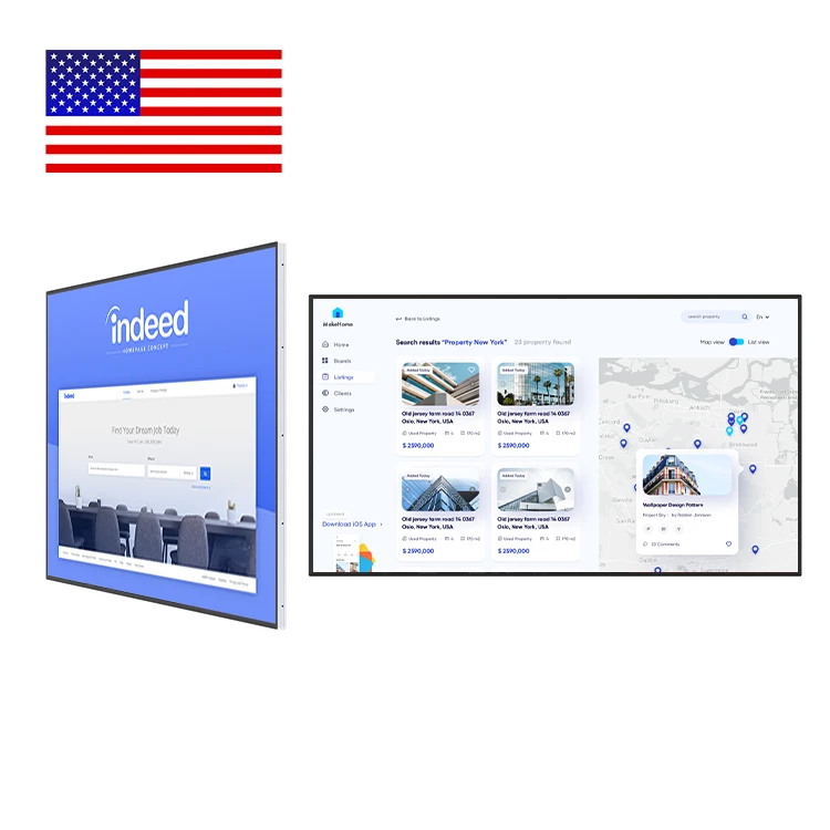 HUSHIDA 32 43 55 65 Inch Wall Mounted Digital Signage Capacitive Touch Screen Win10/Android System Advertising Screen