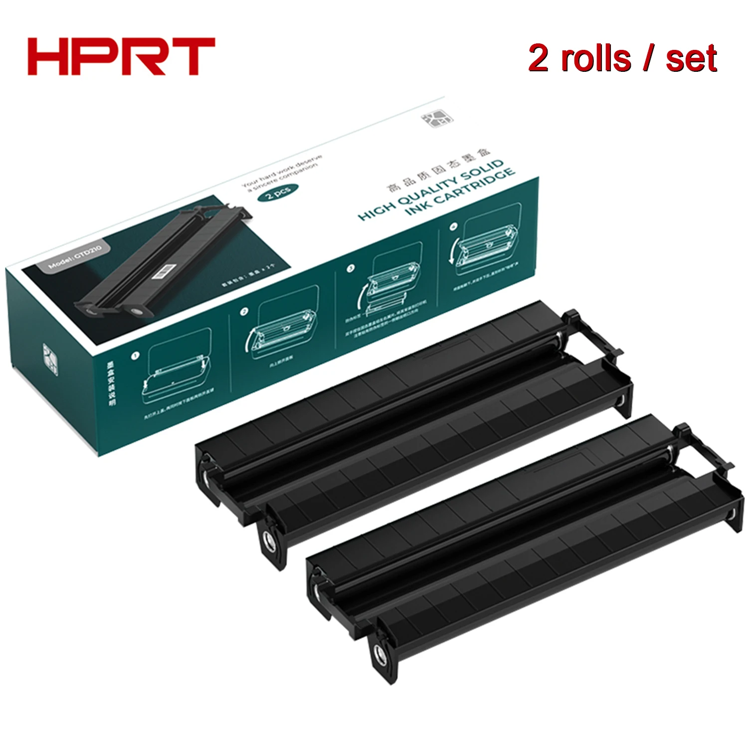 HPRT 2 Rolls Thermal Transfer Ribbon for GT1 Portable A4 Thermal Transfer Printer GT1 printing consumables for Home Office