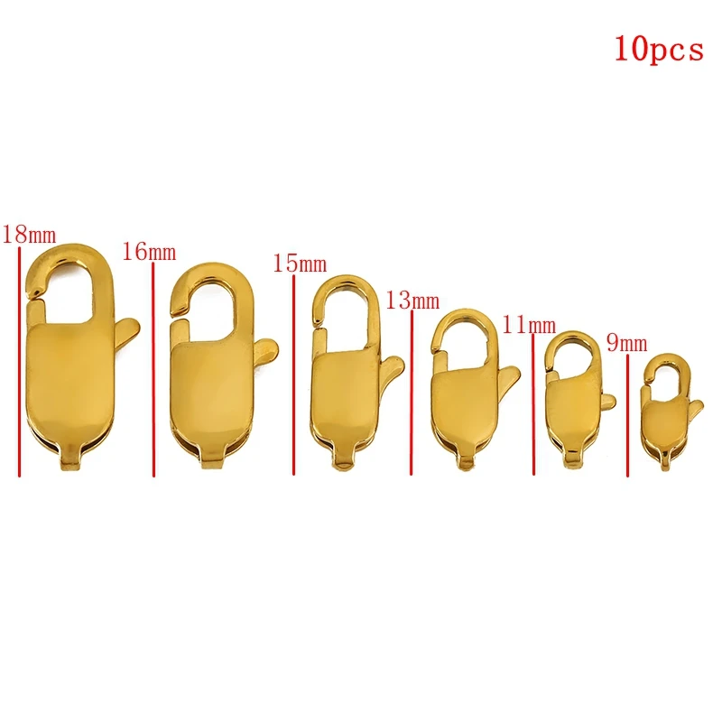 10pcs 316 스테인레스 스틸 직사각형 랍스터 걸쇠 점프 링 후크 커넥터 팔찌 목걸이 체인 쥬얼리 만들기