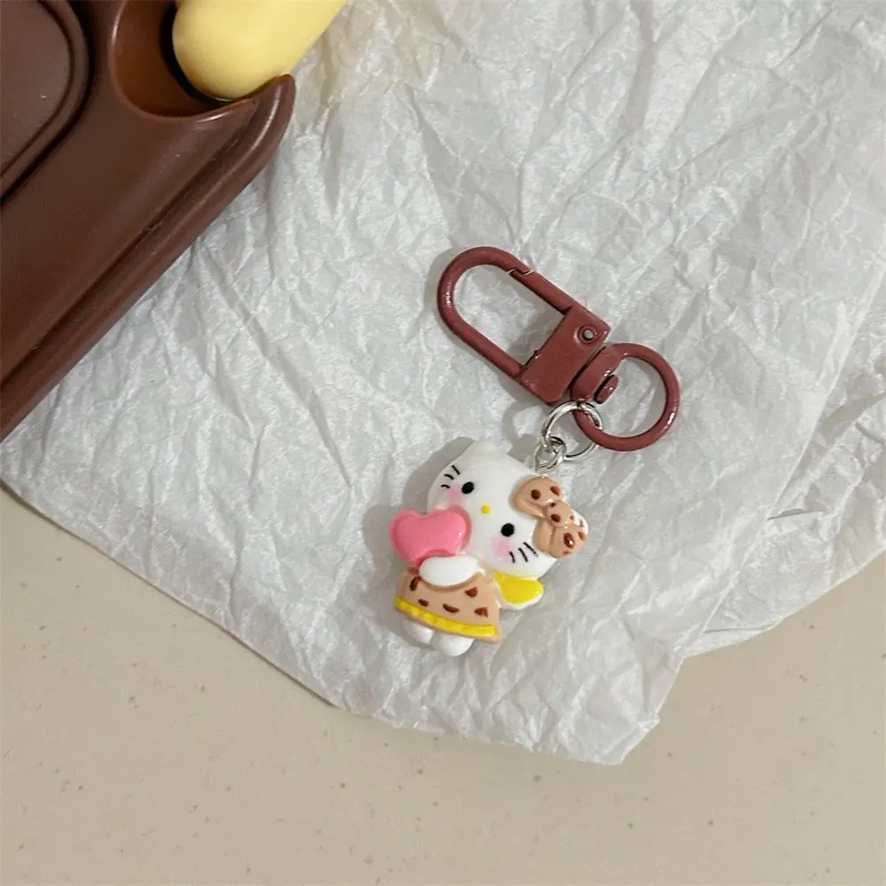 Sanrio Hello Kitty Leopard Print Love Series Personality Keychain Kawaii Girl Y2k Funny Cat Bag Hanging Bestie Gift Accessories