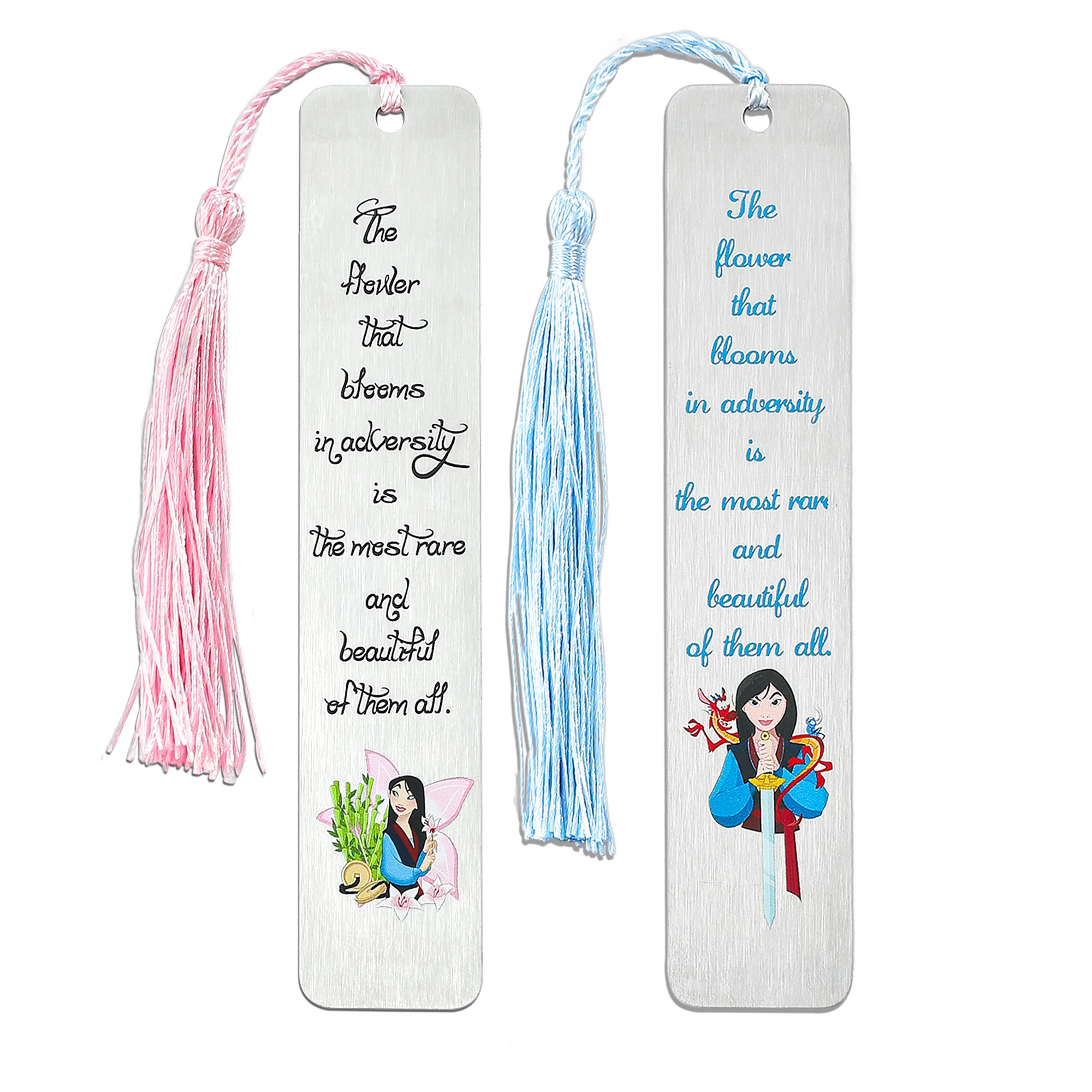 Disney Movie Mulan Creative Bookmark with Tassel Stainless Steel Metal Book Marks for Women Men Film Fans Books Accessories Gift