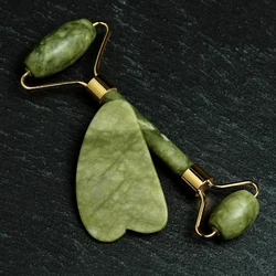 Gua Sha-Ensemble d'outils pour le visage, rouleau de diversification pour les yeux, le cou et le corps, pierre 100% naturelle véritable, massage de beauté, traitement anti-âge