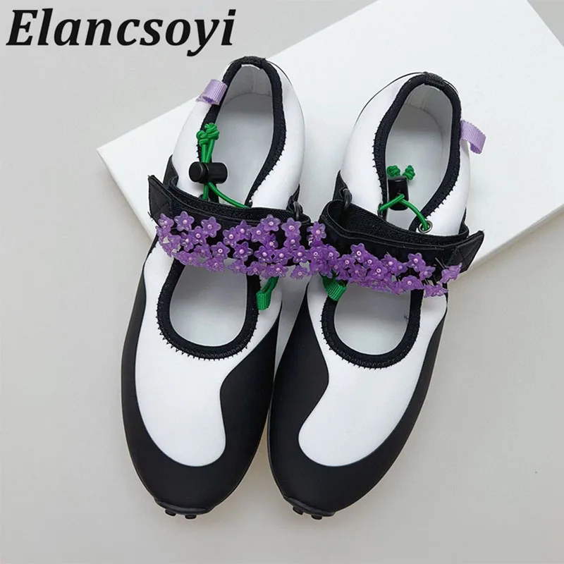 Ladies' Round Toe Genuine Leather Casual Shoes Flower Decoration Retro Flat Shoes Spring Daily Casual Versatile Single Shoes