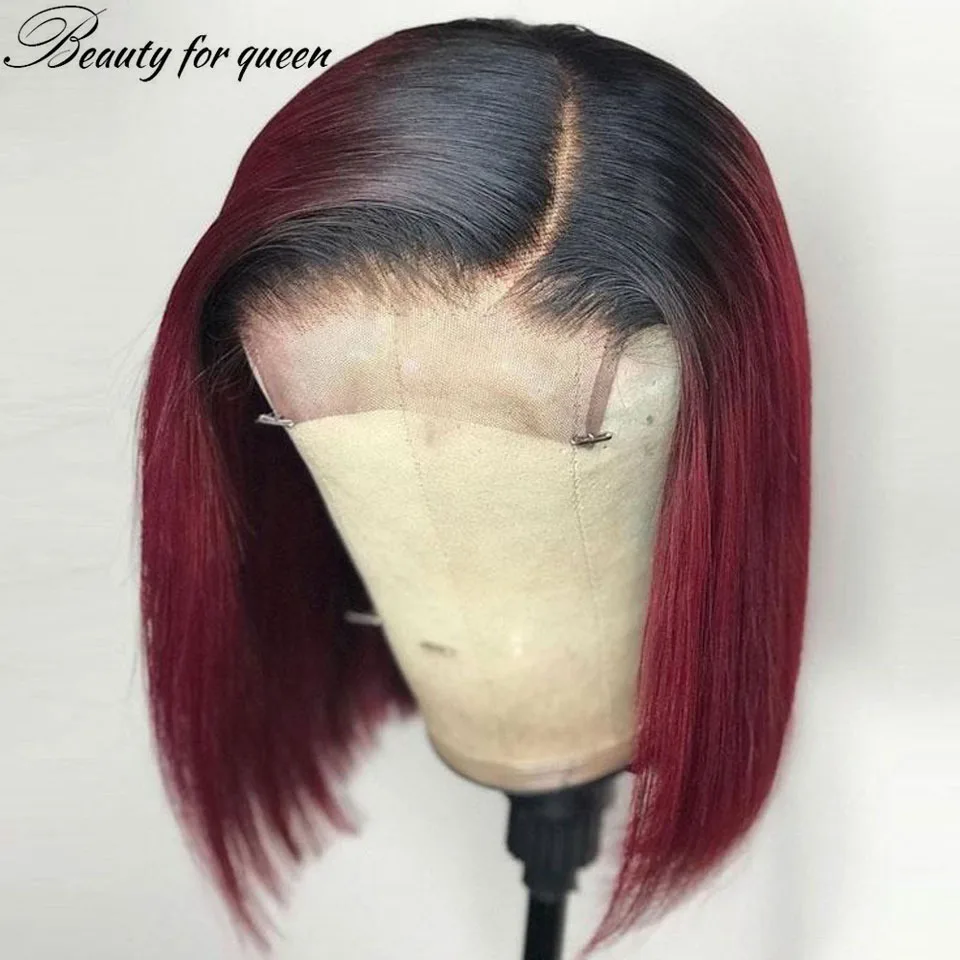 

Высококачественный прямой парик-боб из бразильских окрашенных человеческих волос 13x4 1B, фиолетовый, с прозрачной кружевной передней частью, предварительно выщипанный, для косплея