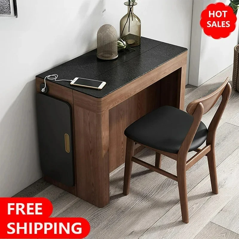

Customizable Nordic Slate Folding Small Dining Table Dining Chair Small Apartment Retractable Slate