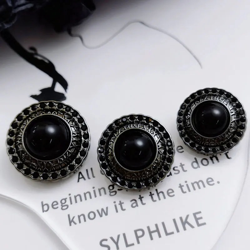 10 قطعة حجر الراين تقليد اللؤلؤ أزرار معدنية مستديرة للملابس معطف سترة الخياطة اكسسوارات أزرار الخياطة DIY بها بنفسك التطريز