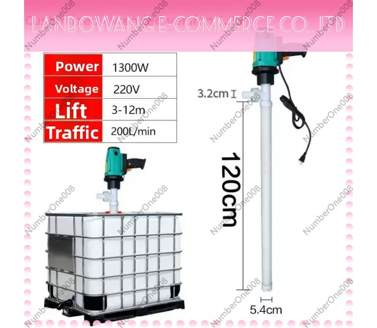 750W Electric Chemical Drum Pump RPP, Corrosive Resistant Liquid Transfer Pump for Acid Barrel