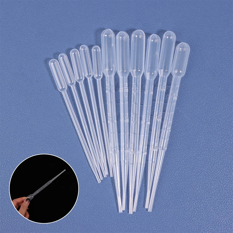 100Pcs/Lot Laboratory Pipette 0.2/1/2/3ml 5ml Plastic Disposable Graduated Container Liquid Dropper Equipment Straw Makeup Tools