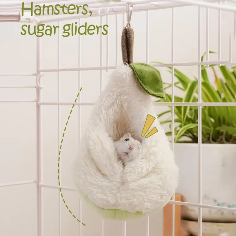 

Warm Winter Cotton Nest for Hamster Green Pear Fruit Shape Cozy Sleeping Bed Soft Warmth House for Golden Hamster Small Pet