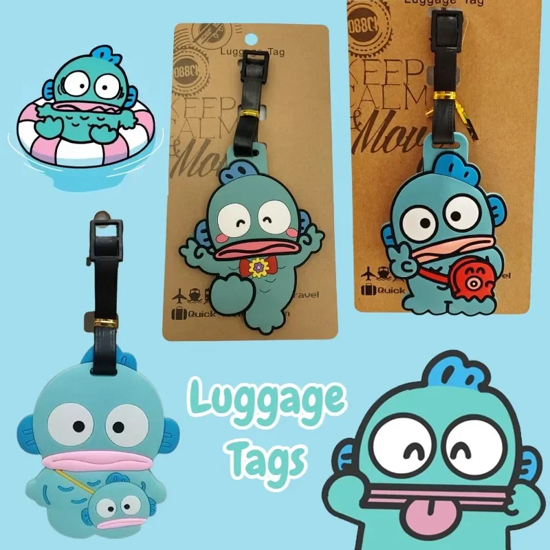 Hangyodon Sanrio Kawaii Reisezubehör Gepäckanhänger Silikagel Koffer ID Adresshalter Gepäck Boarding Tags Tragbares Etikett