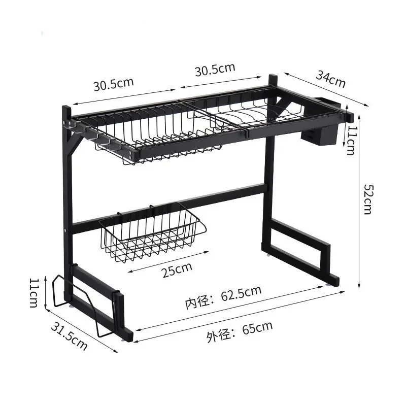 Kitchen Stainless Steel Dish Drain Rack sh Separation Storage Rack Adjustable Bowl Stacking