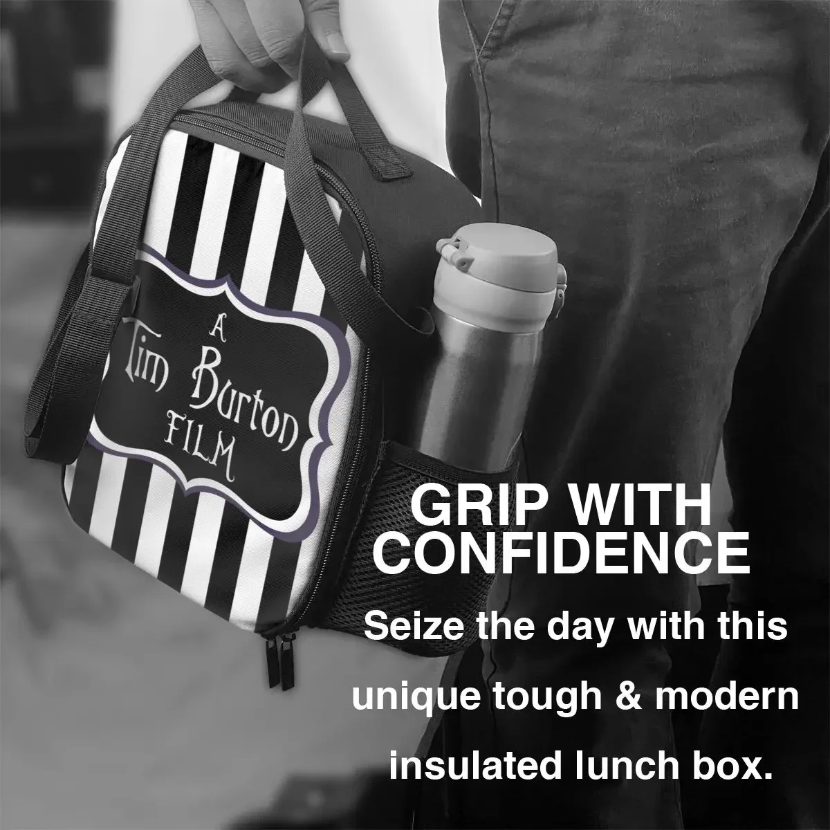 Custom A Tim Burton Film Lunch Bag Women Warm Cooler Insulated Lunch Boxes for Student School