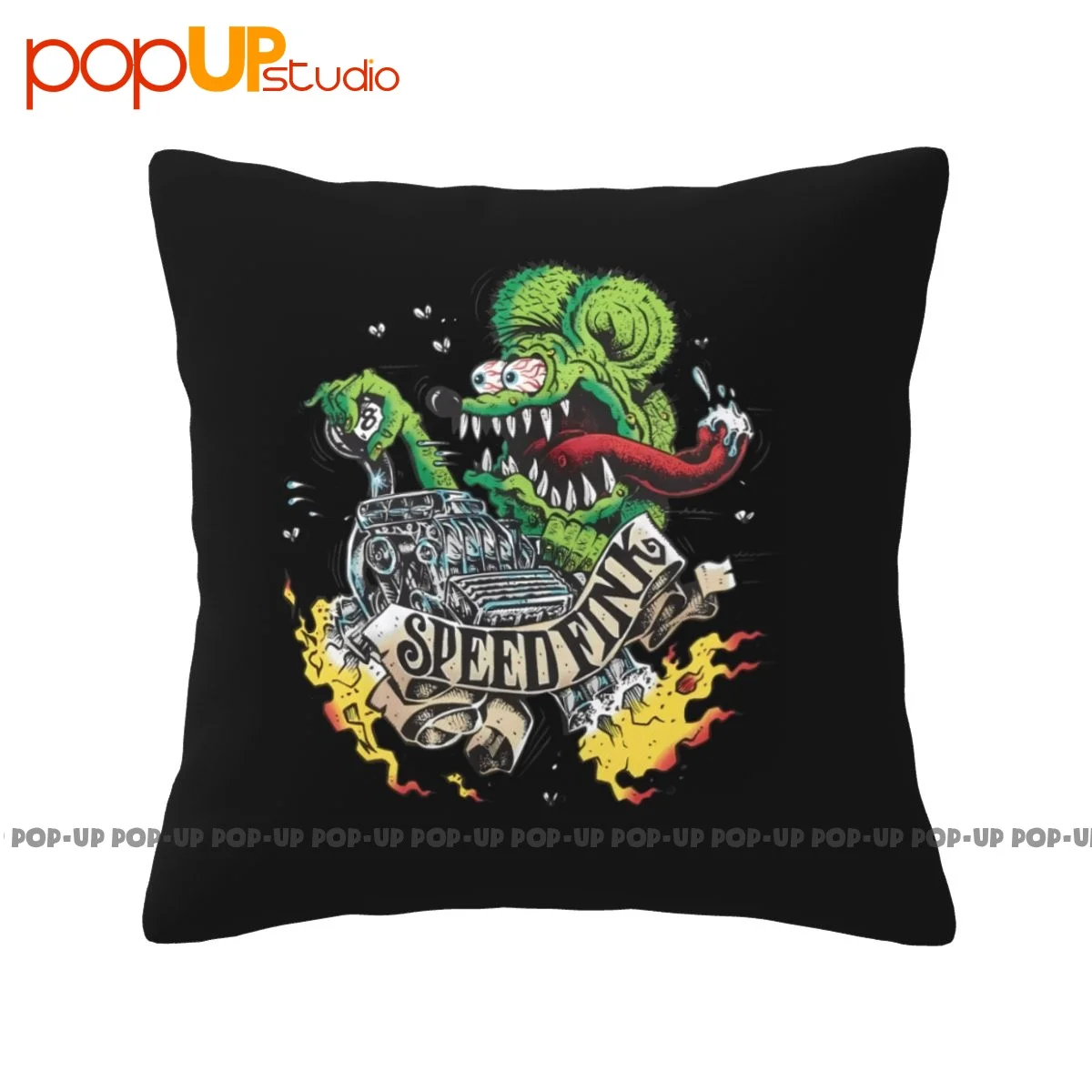 Soft Ed Big Daddy Roth Rat Fink Speed Fink Engine Pillowcase Throw Pillow Cover Printed Thickened Skin-Friendly