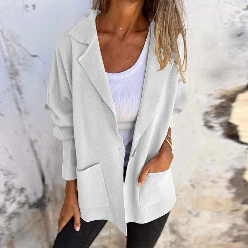 Abito autunnale giacca da donna cappotto temperamento donna manica lunga blazer con bottoni in tinta unita per donna Outwear