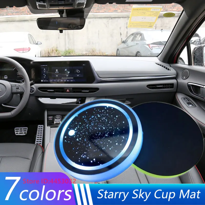 1 PCS Led Car Cup Holder Light For Hyundai Sonata Santa Fe Azera Veloster IX35 IX25 7 Colors Coaster Photoinduction Accessories