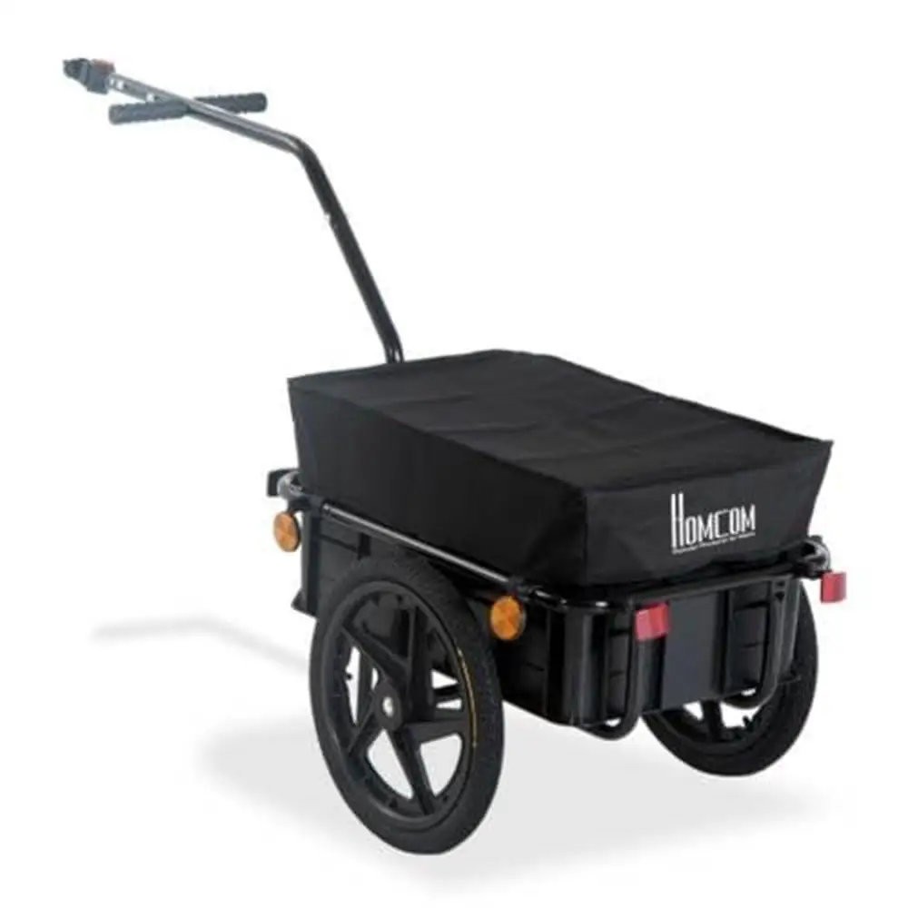 

Outdoor Bicycle Cargo Trailer with Removable Box and Large Rubber-covered Wheels Easy Installation Black