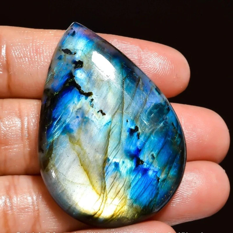 Natural labradorite teardrop shape - Bohemian style, vibrant rainbow purple and pink, blue shimmering gemstone