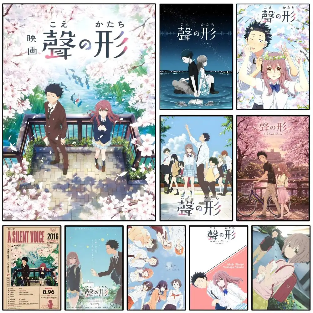 A S-Silent Voice Movie Poster Wall Poster Self-adhesive Waterproof for Bedroom/e-sports Room Family Life Pet Anime