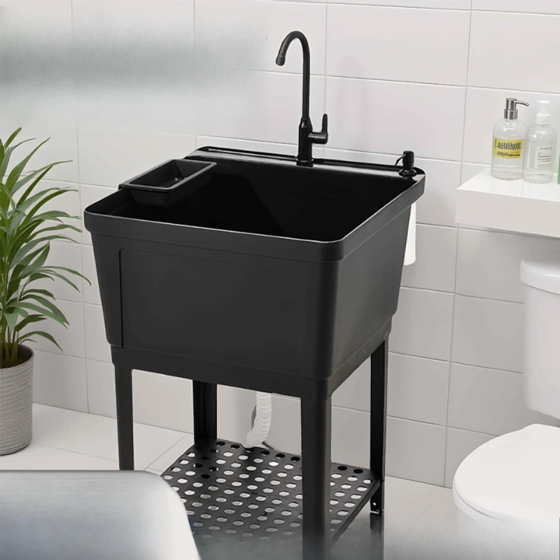 

Balcony Household wash pool with rubbing board Plastic laundry pool Wash sink Thickened laundry table Basin integrated