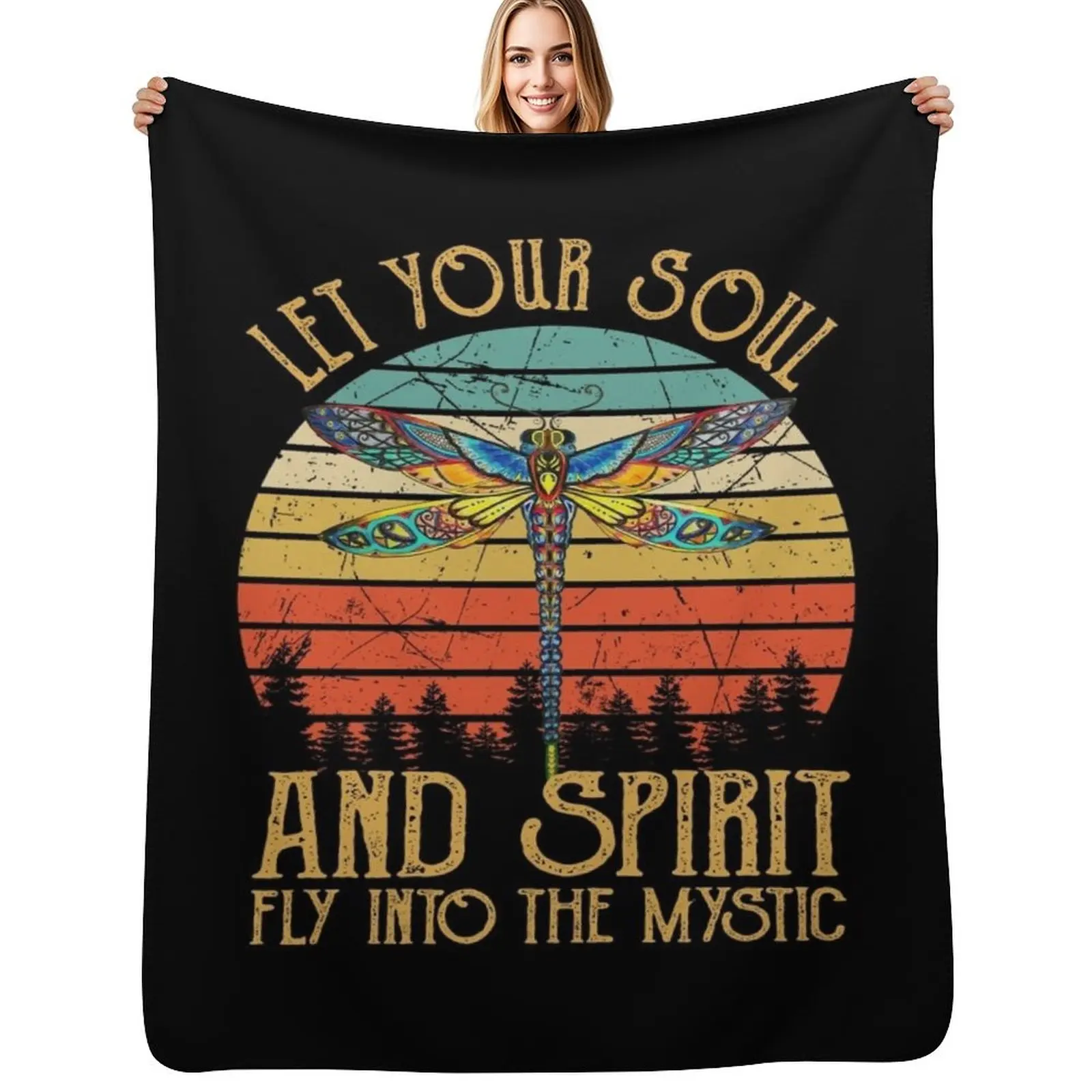 

Let your soul and spirit fly into the mystic dragonfly Throw Blanket Kid'S Decoratives Designers Luxury Blankets