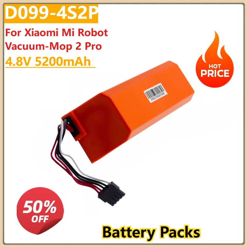 

4.8V 5200mAh D099-4S2P Battery Packs For Xiaomi Mi Robot Vacuum-Mop 2 Pro MJSTP 74.88W MJSTS1 C101