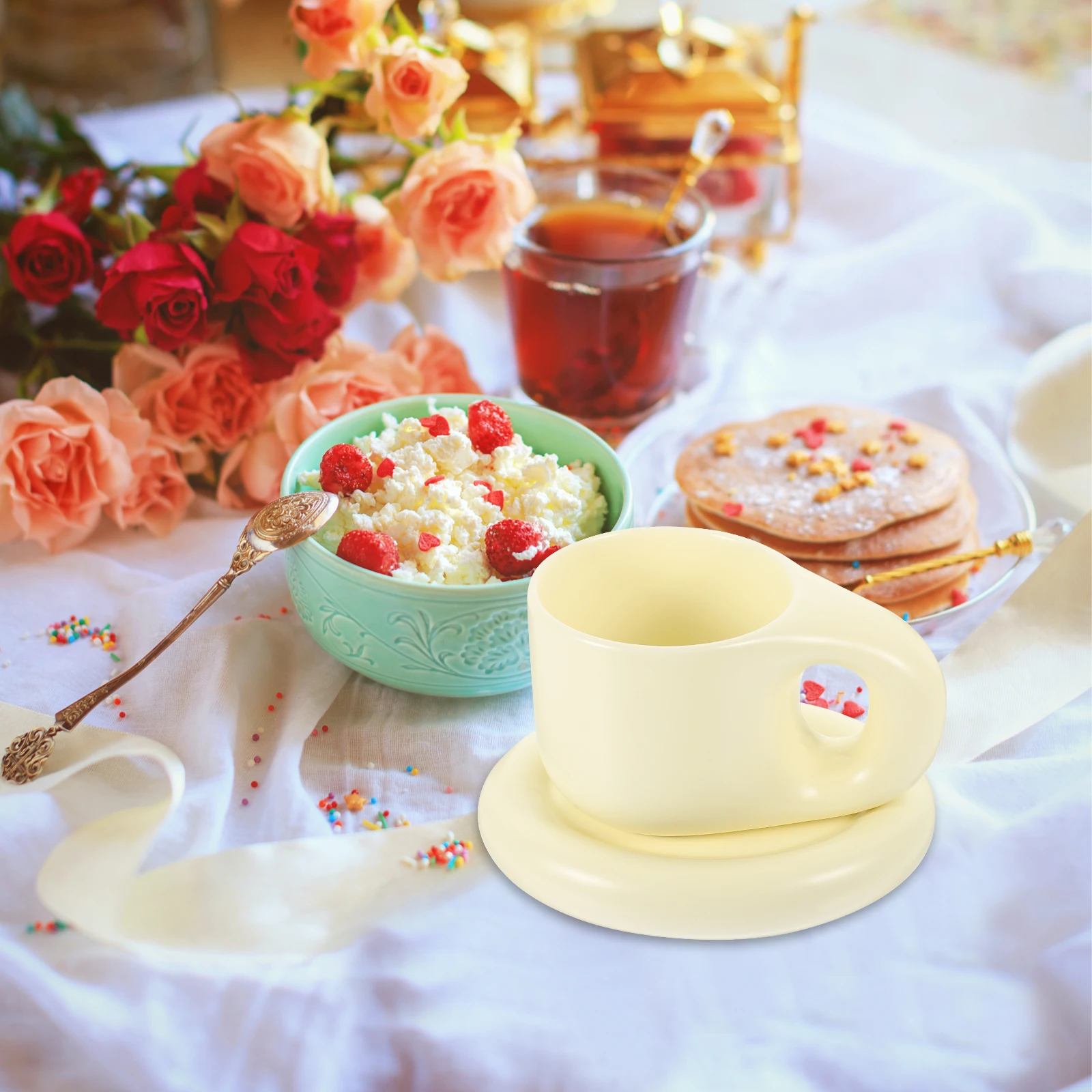 

Nordic Style Coffee Mugs White Ceramic Chunky Cup Fat Shape Lovely Photo Prop Non Scratch Base Gift Mugs Friends