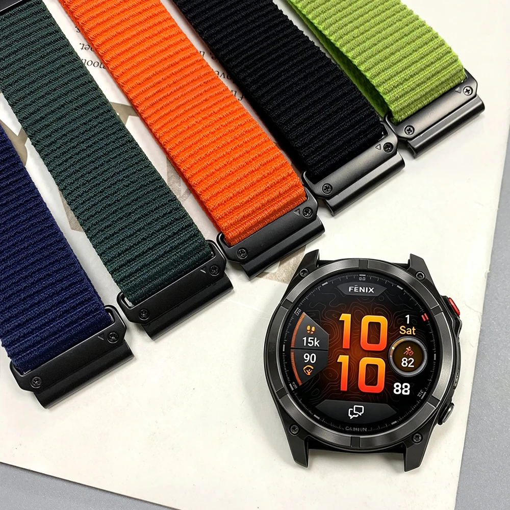 QuickFit 26mm 22mm Sports Nylon Strap for Garmin Tactix 8/Fenix 8Pro E 7X 7 Pro Epix Pro/Instinct 3 2x Enduro 2 3/970 965 Bands