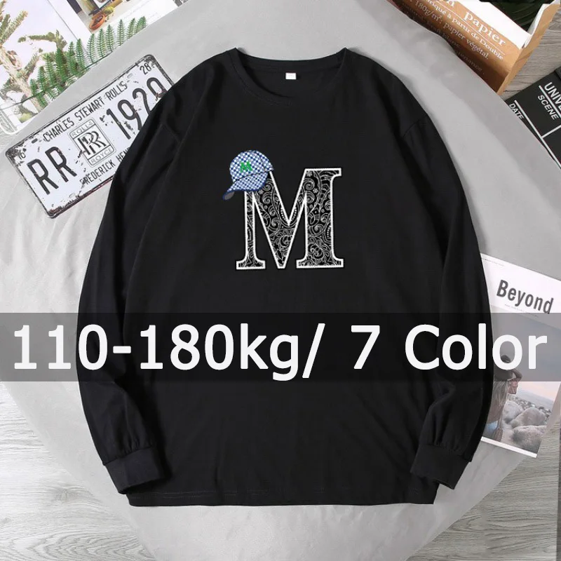 Men's Sweatshirt Pullovers Plus Size Long Sleeve T-shirt Big Size 110-180kg 5XL 6XL 7XL Autumn Winter Large Size Men Clothing