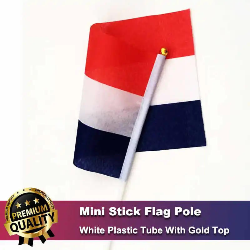 10PCS Netherlands Flags Small Stick Dutch Nederlands 14x21cm Polyester Handheld National Netherlandish Flag With Flagpole
