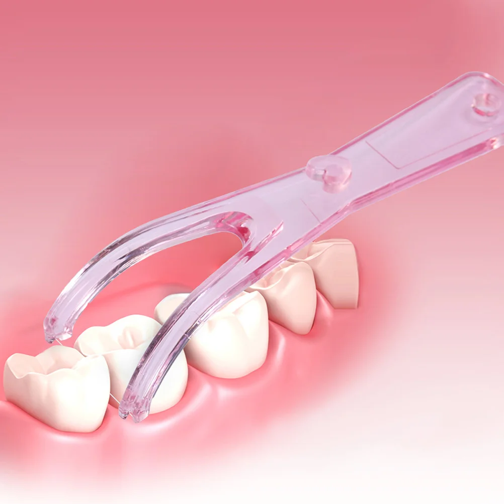 Porte-fil dentaire de résubdivision, aide à la cure orale, soins interdentaires, outil de livres de dents durables (rose)