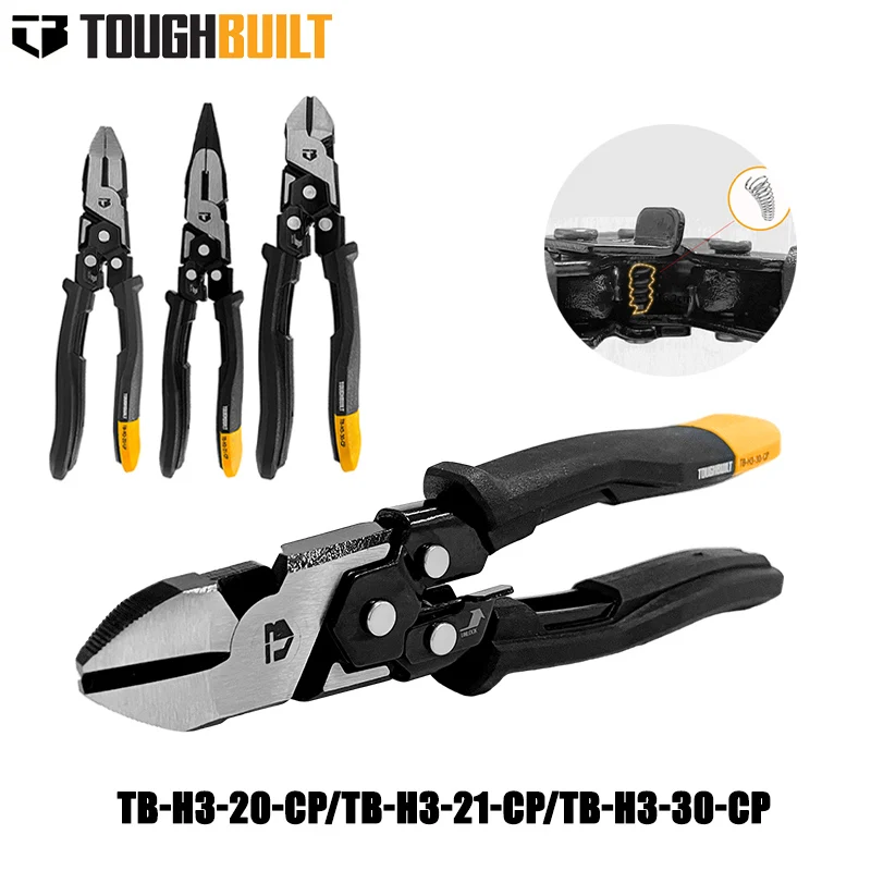 toughbuilt-ワイヤープライヤー、斜めペンチ、リセットスプリング付き先細ペンチ-tb-h3-20-cp-tb-h3-21-cp-tb-h3-30-cp
