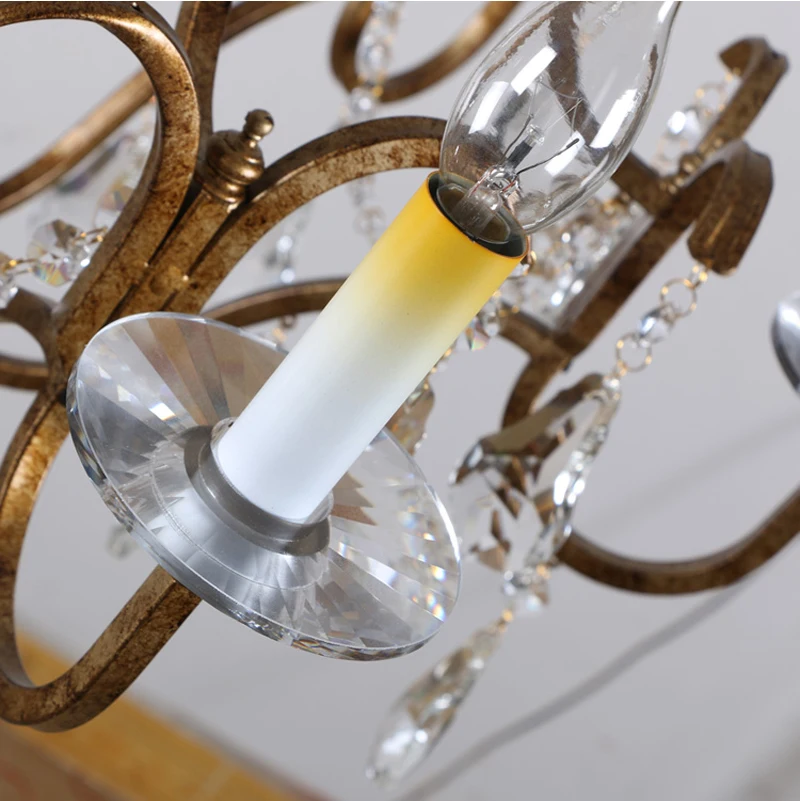 Phube Vintage Französischer Kerzenleuchter mit Antik-Goldrahmen, Prisma-Schliff, Tropfenförmiger Kristall-Deckenleuchte für Esszimmer und Foyer – Detail 12
