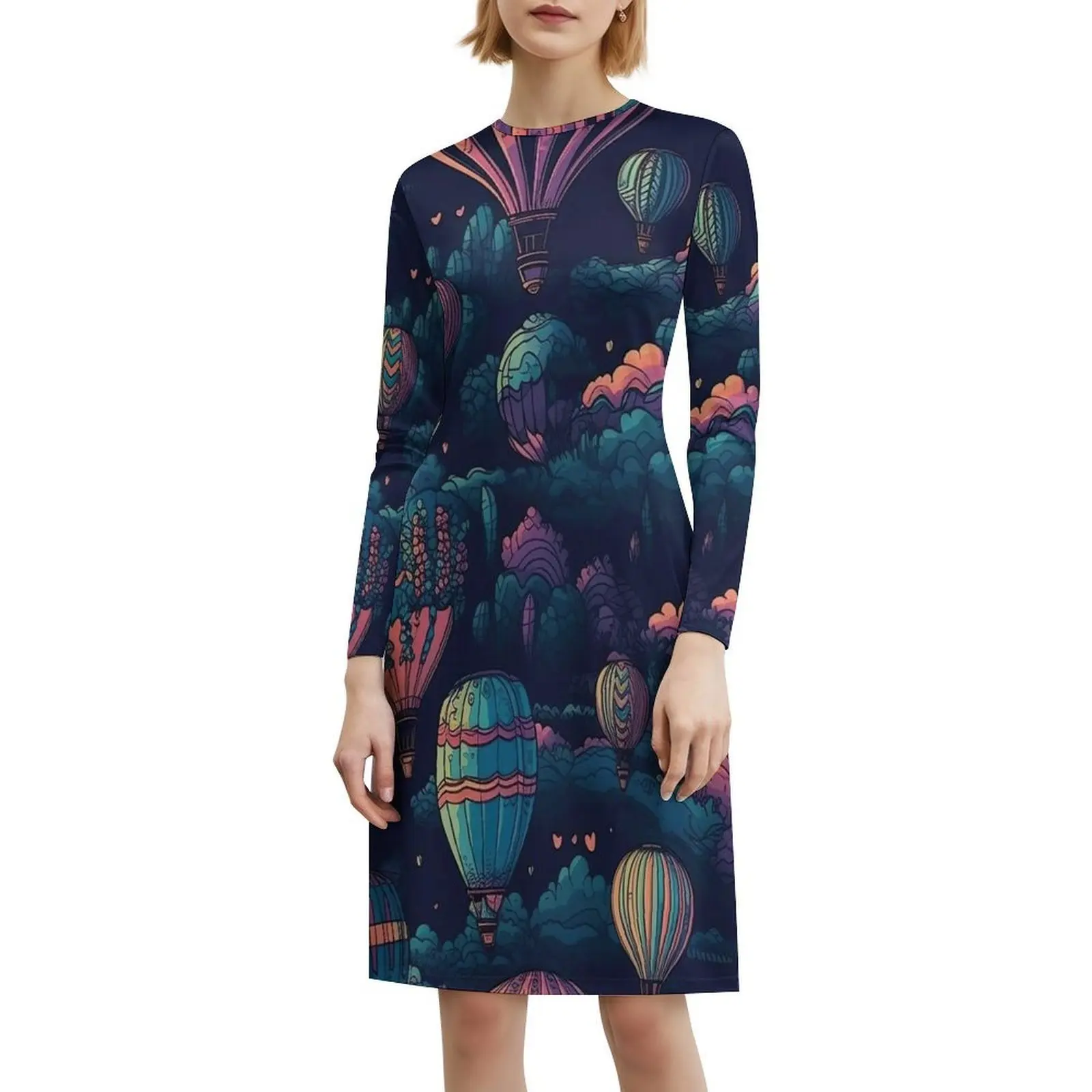 منطاد الهواء الساخن ليلة خمر فستان بوهيمي نفخة الأكمام أو خيارات بلا أكمام للنساء فستان بالون الهواء المشهد الليلي سرير المنزل #6