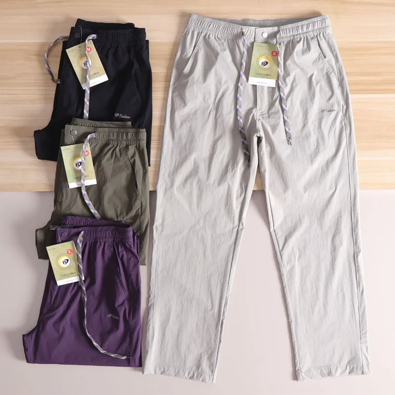 

Мужские повседневные прямые брюки Qui Dry Elastic Fitn Брюки для бега на открытом воздухе из нейлоновой ткани со средней талией