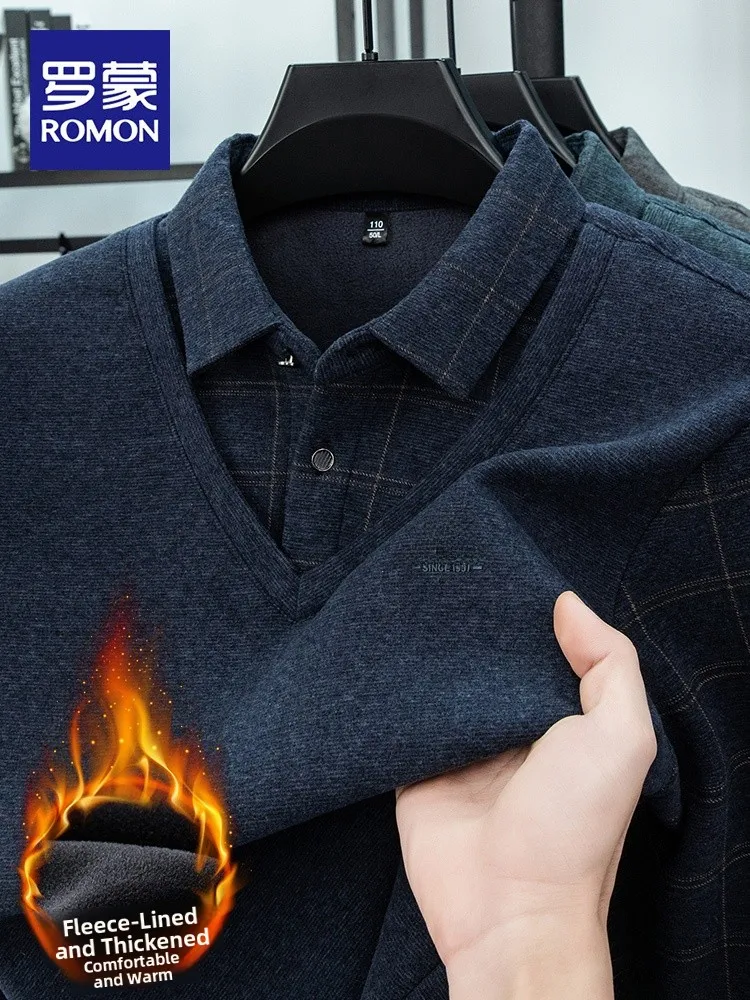 

Мужской вязаный свитер Lormen на подкладке, повседневный деловой повседневный теплый воротник, одежда для папы, зимняя одежда