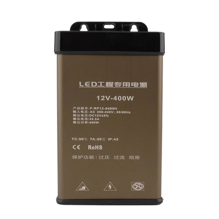 DC 12V 24V LED Switching Power Supply Outdoor Rainproof Constant Voltage Driver Transformer 400W Drive Power