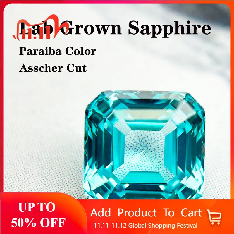 

Лабораторный сапфир Параиба Цвет Квадратной формы Asscher Cut VVS1 Очарование изготовления ювелирных изделий с сертификатом по оптовой цене