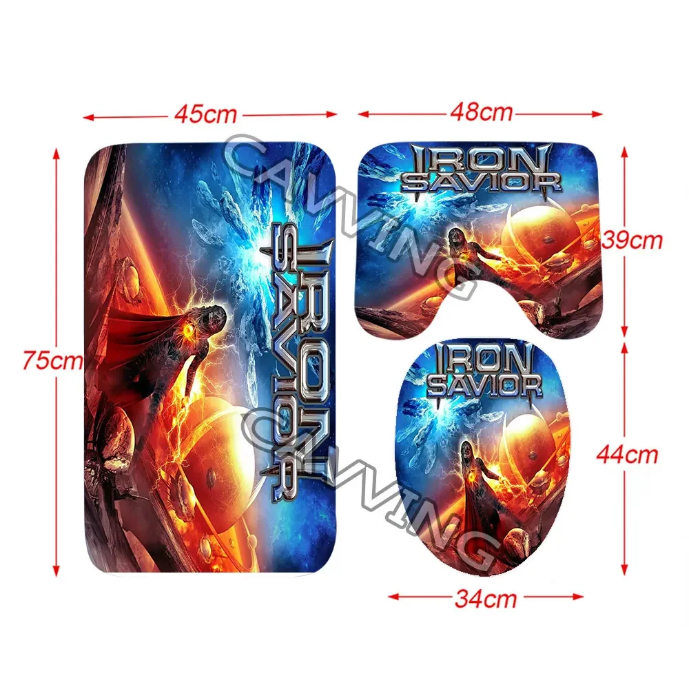 Iron Savior 3D Printed Shower Curtain Waterproof Bathroom Curtain Anti-slip Bath Mat Set Toilet Rugs  K01