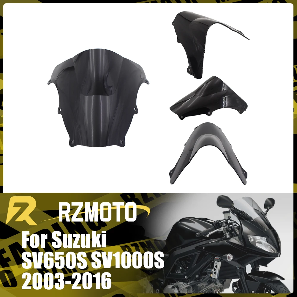 

Motorcycle Accessories Windshield For SUZUKI SV650S SV1000S 2003-2016 Front Double Bubble Wind Deflector Windscreen Black