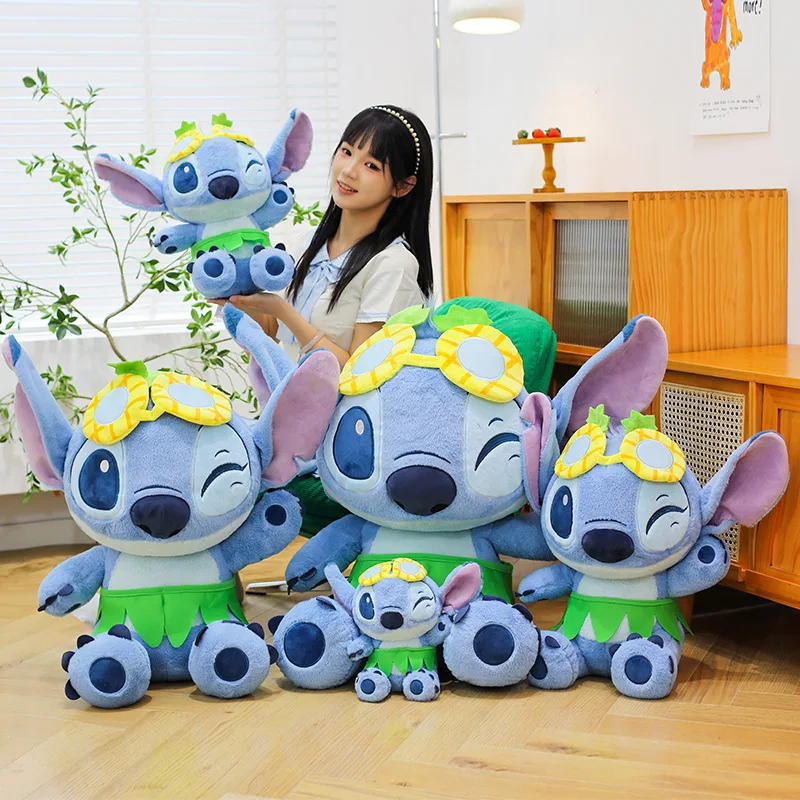 

Disney Summer Day Stitch Plush Doll Stuffed Cartoon Anime Grass Skirt Stitch Spend One's Olidays Doll Children's Toys Birthday