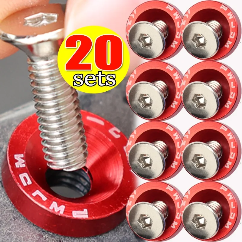 Car Modification Gasket Screw Fender Bumper Engine Aluminum Concave Screws Hex Fastener JDM Fender Washers M6 Bolt Set for Honda
