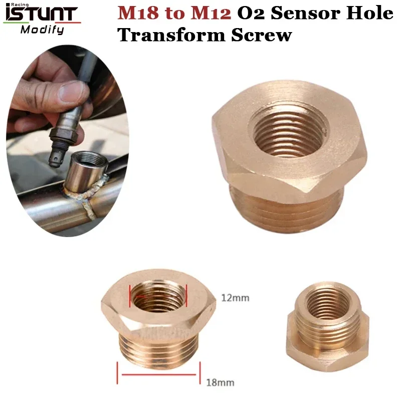 

M18 to M12 O2 Sensor Hole Transform Screw Motorcycle Exhaust System Escape Link Pipe Oxygen O2 Sensor Screws Adapter 18mm-12mm