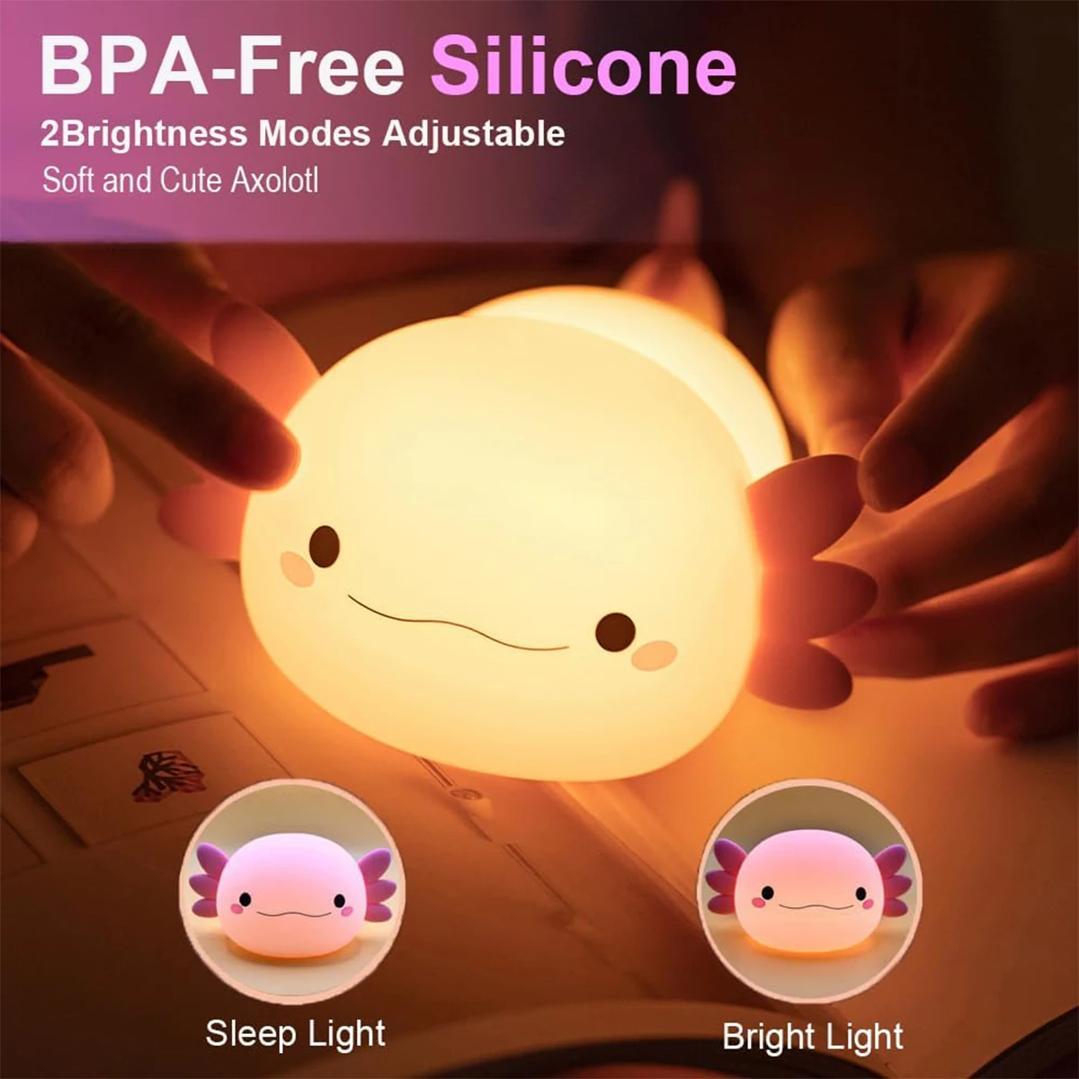 Neuheit Axolotl Silikon Nachtlicht Nachtlichter USB Touch Control Netter Tisch USB Nachttisch Birke Tischplatte Einstellbare Touch Lampe