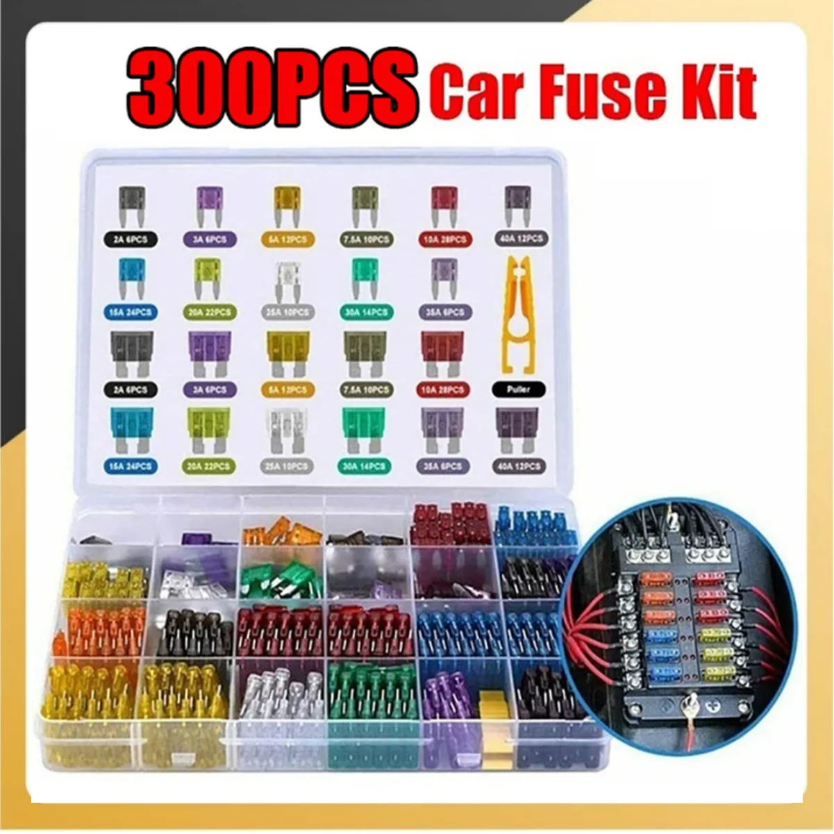 300pcs Fuse Car Blade Fuse Assortment Assorted Kit Mini Small Size Blade Set/kit With Plastic Shell Box Car Replace Accessories