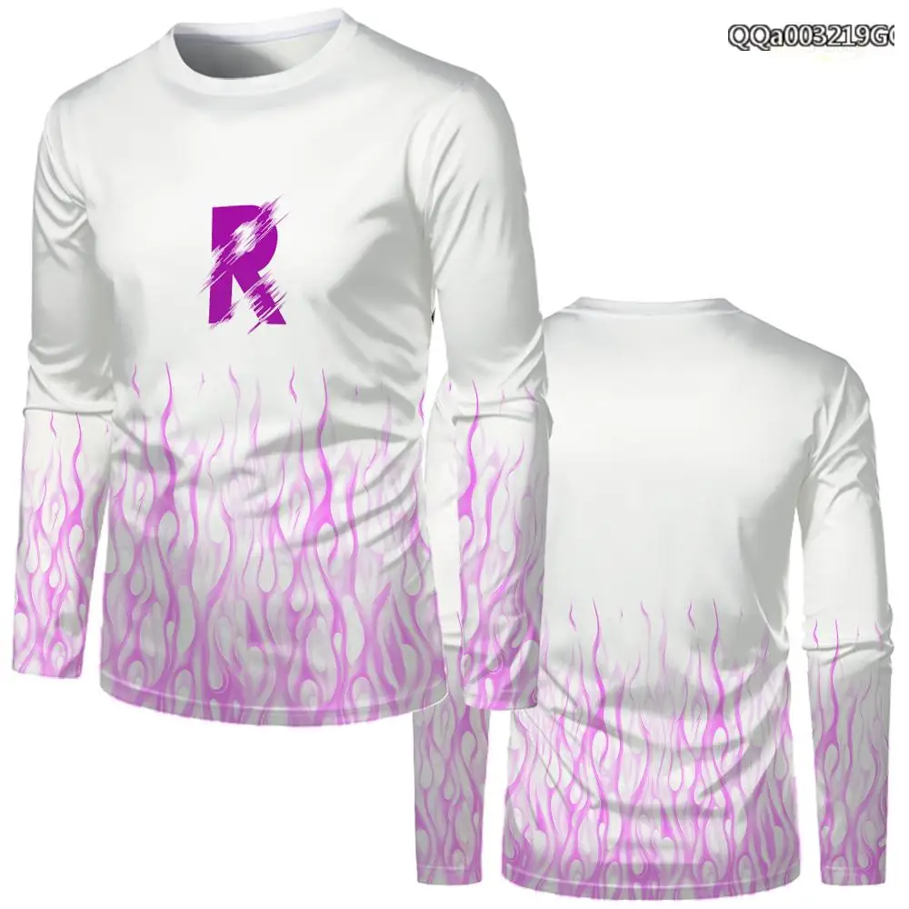 الهيب هوب الشرير القوطية نمط الرجال طويلة الأكمام تي شيرت عصري لهب طباعة الجرافيك القمم للجنسين الخريف الشارع الشهير Y2K الملابس