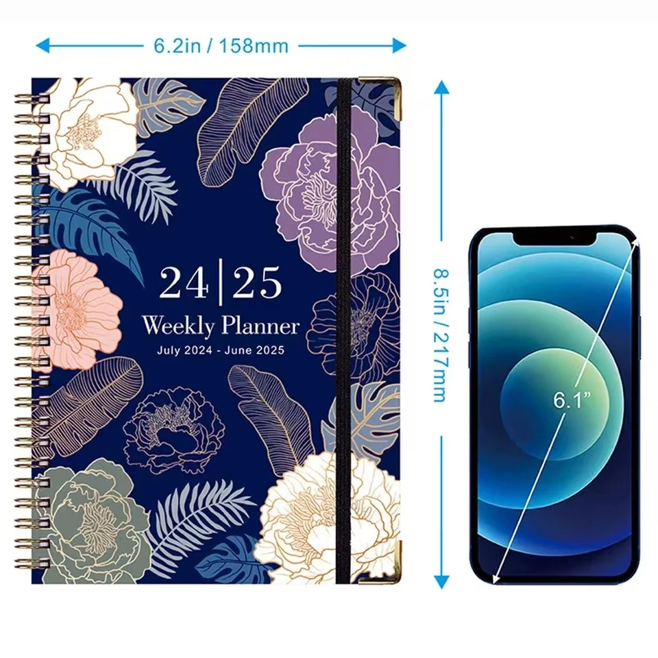 2025 A5 Agenda Undated Spiral Notebook Diary Weekly Plan Goal Habit Schedules Journal Notebooks Office School Stationery