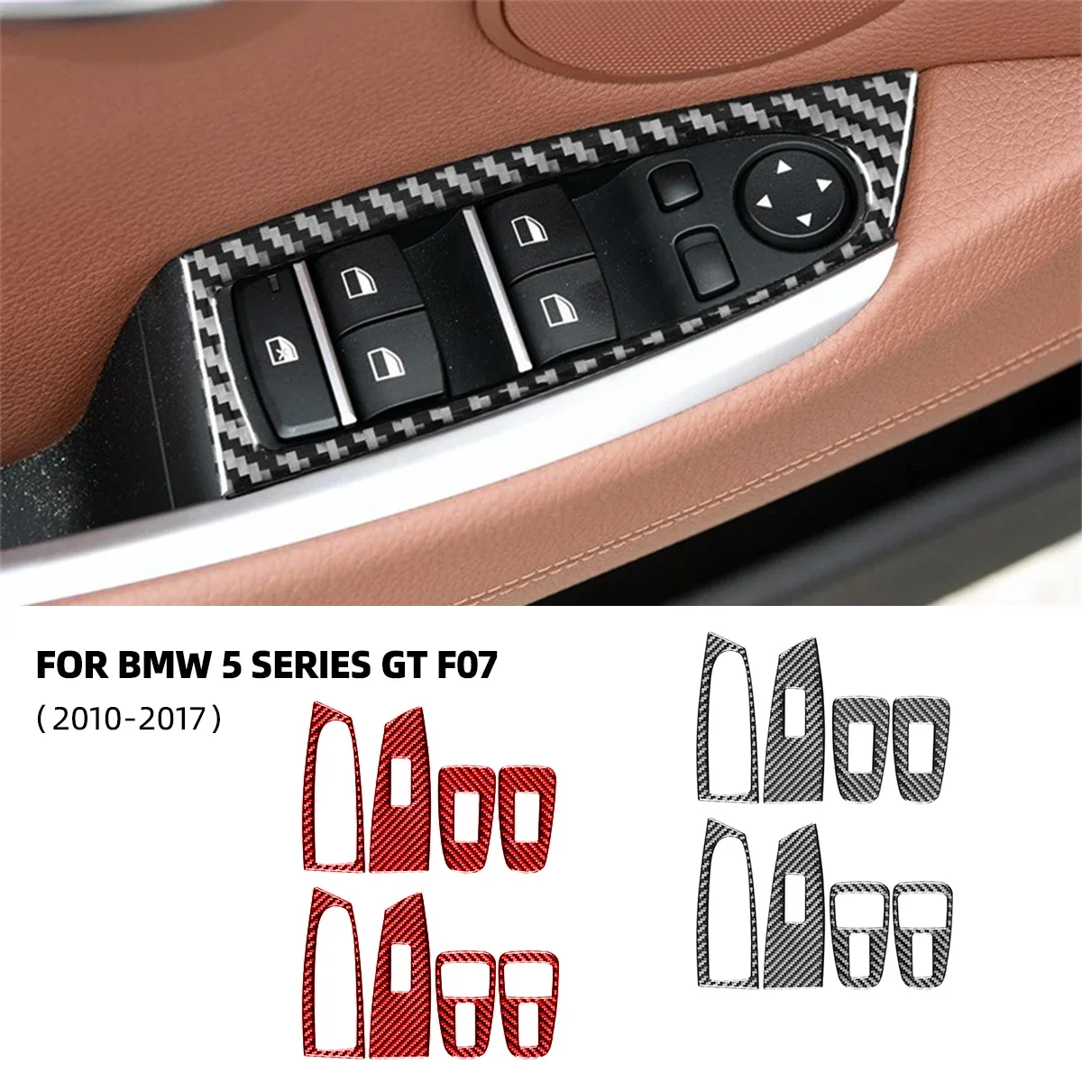 

For BMW 5 Series GT F07 2010-2017 Carbon Fiber Car Window Lifting Button Panel Decorative Stickers Accesorios Accessoire Voiture