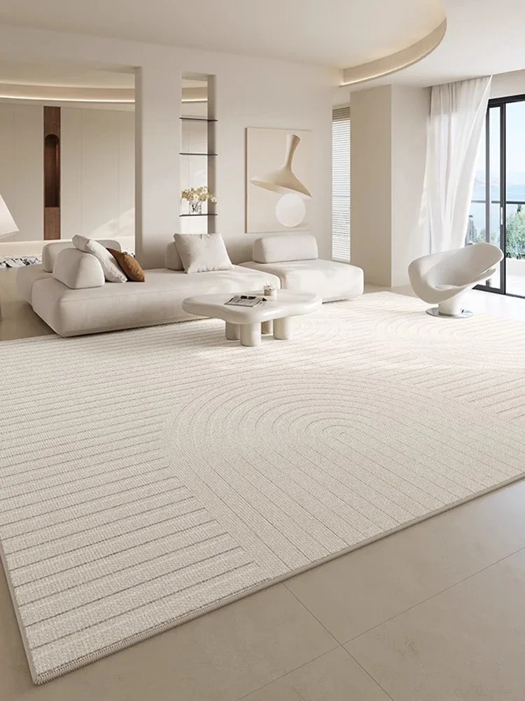 

Minimalist Cream Carpet Artistic Lines Living Room Carpets Luxurious Home Decoration Large Size Rugs Easy To Clean Bedroom Rug